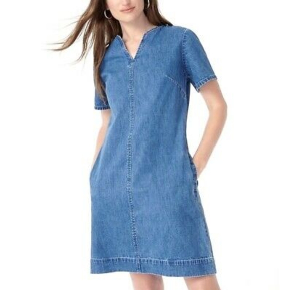 J. Crew Denim V-Neck shift Dress - Picture 2 of 7